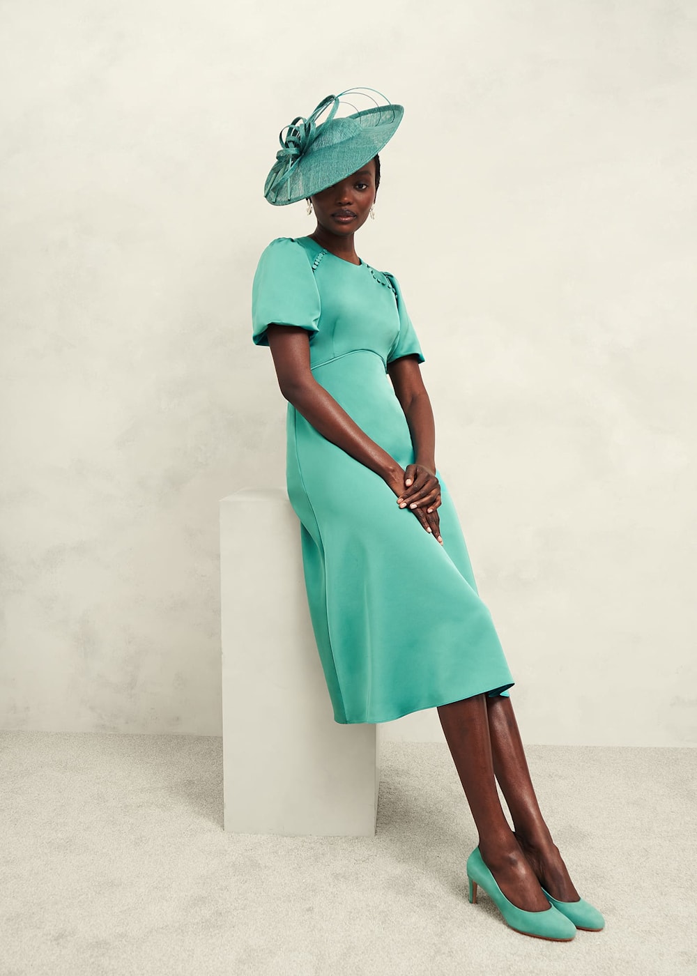 Hobbs Marea Dress Deep Aqua Green Size 12