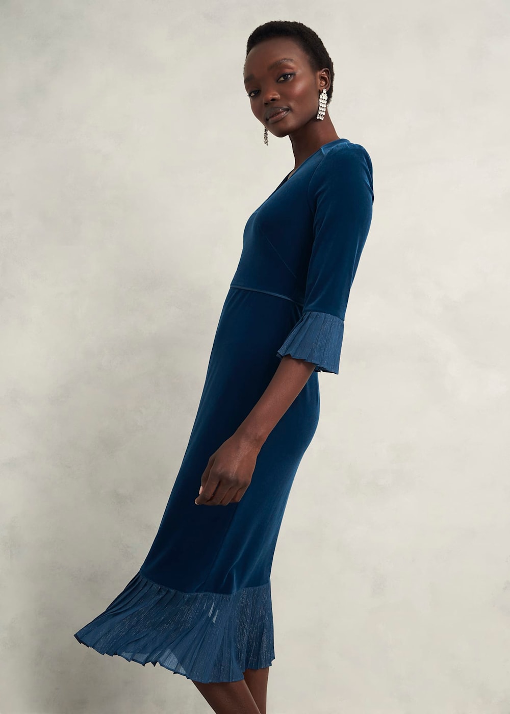 Hobbs blue velvet dress on sale