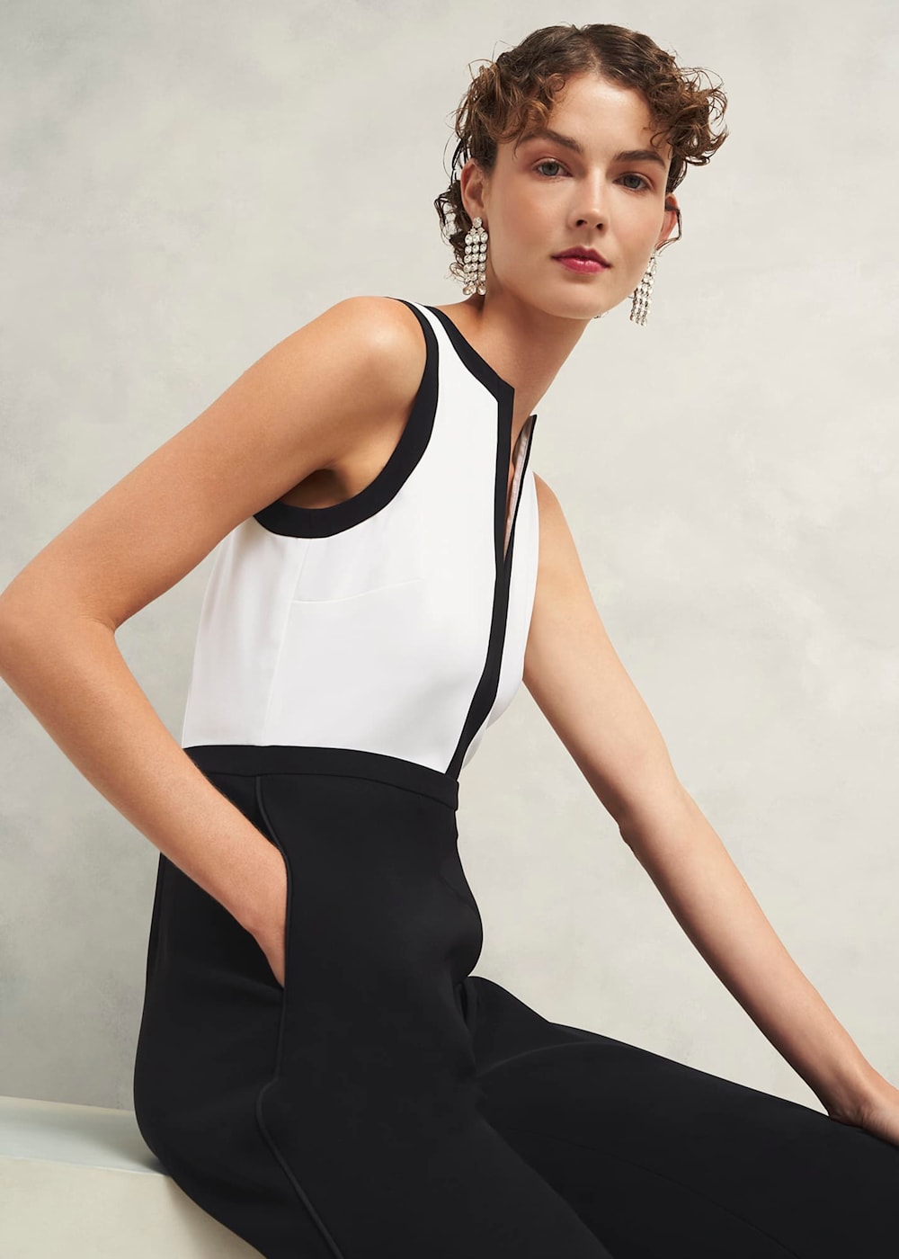 Hobbs black and white jumpsuit shop