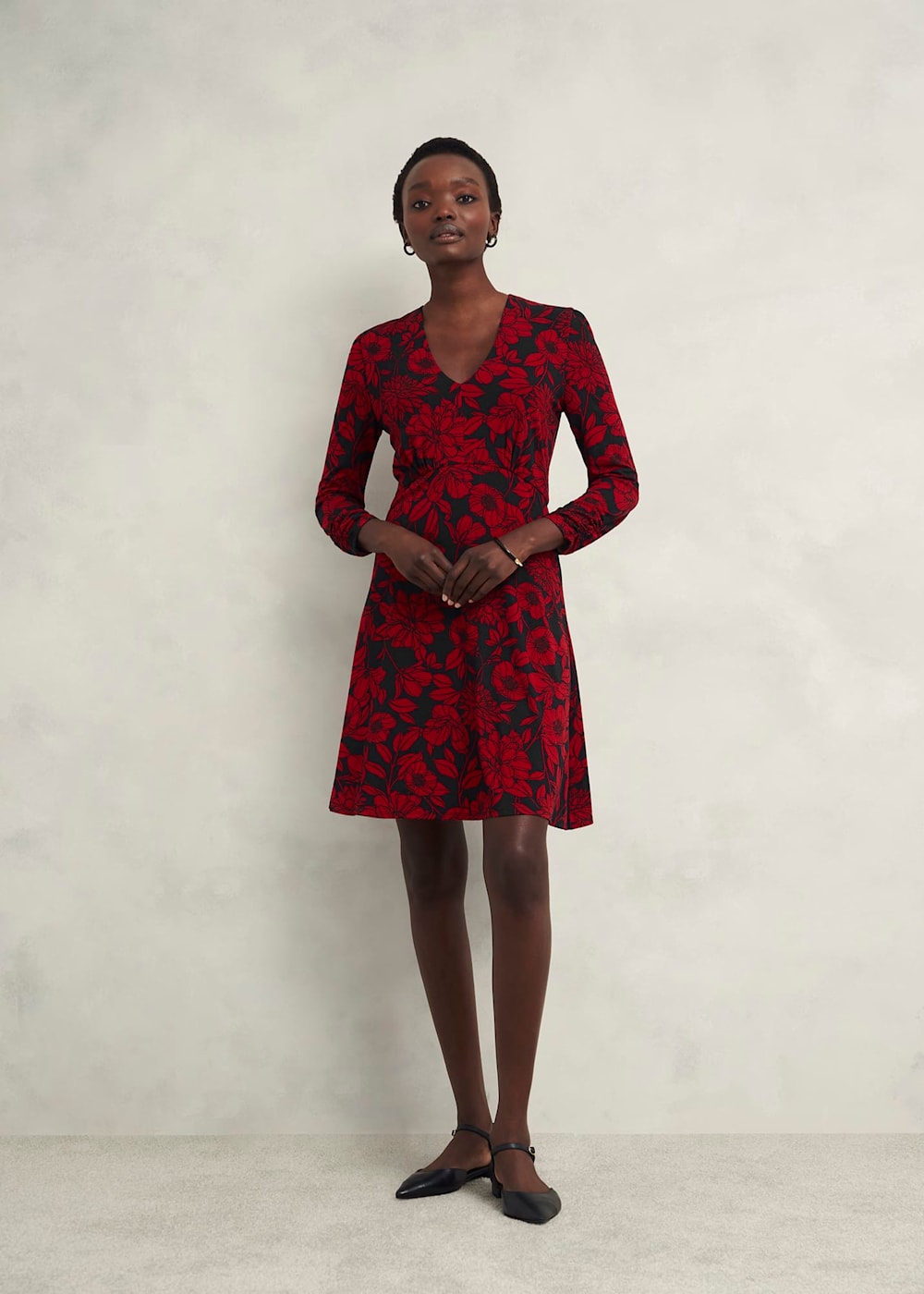 Red and black jersey dress best sale