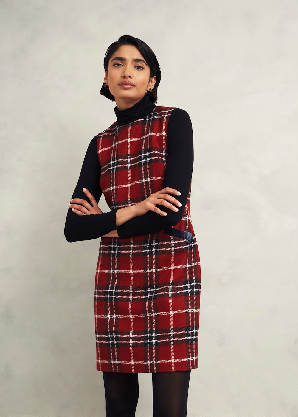 Hobbs Amaris Wool Dress Red Multi Size 2