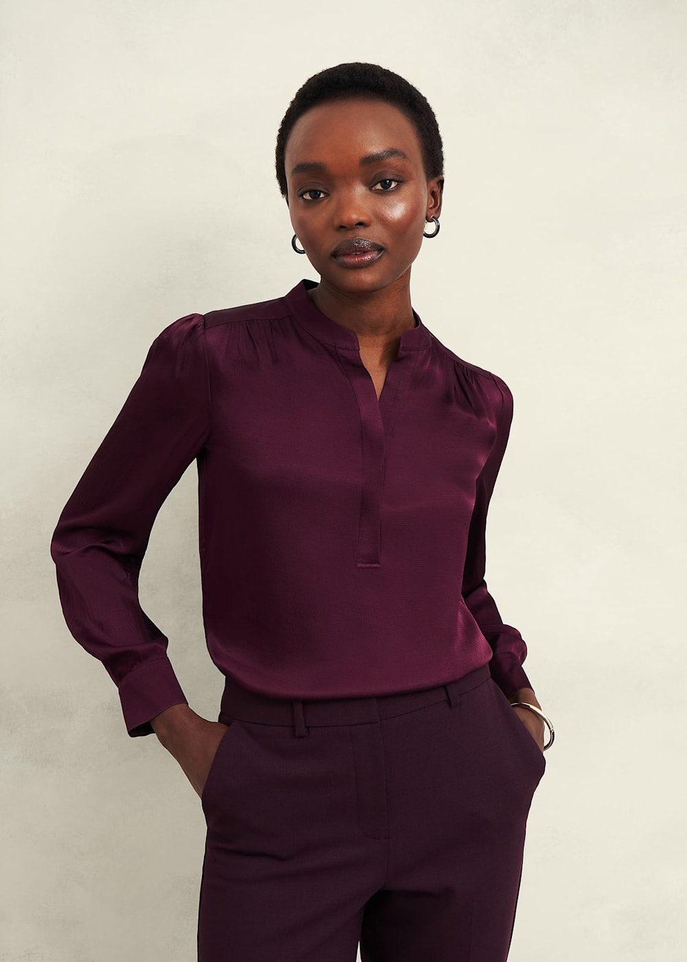 Satin blouse top cheap