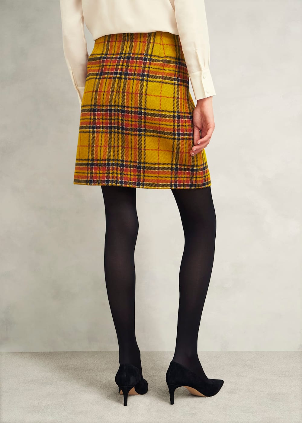 Yellow tartan skirt yarn store