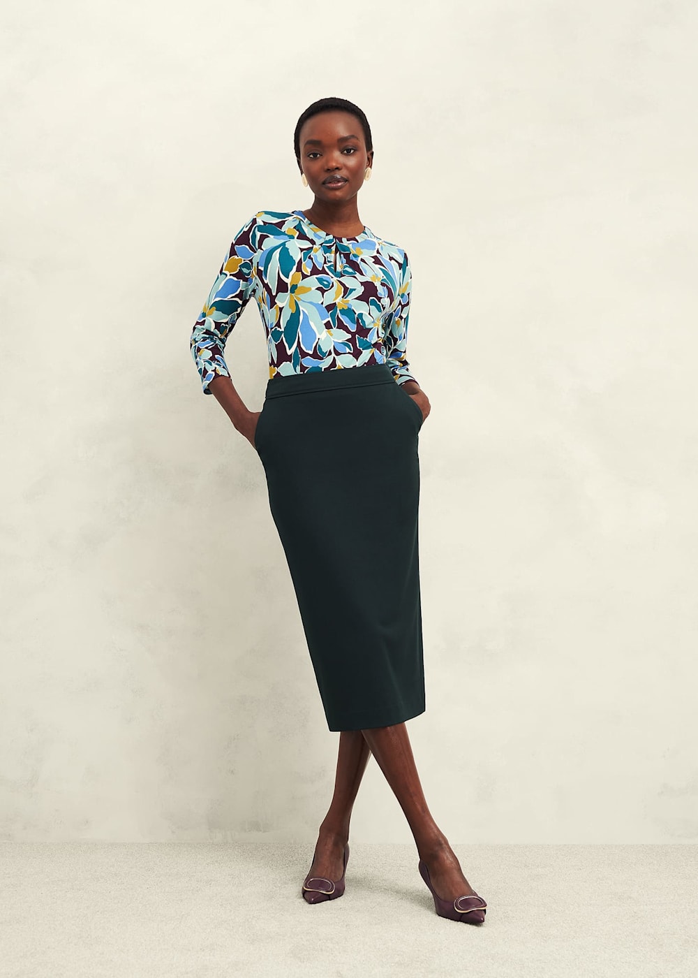 Hobbs Linda Pencil Skirt Deep Pine Green Size 10