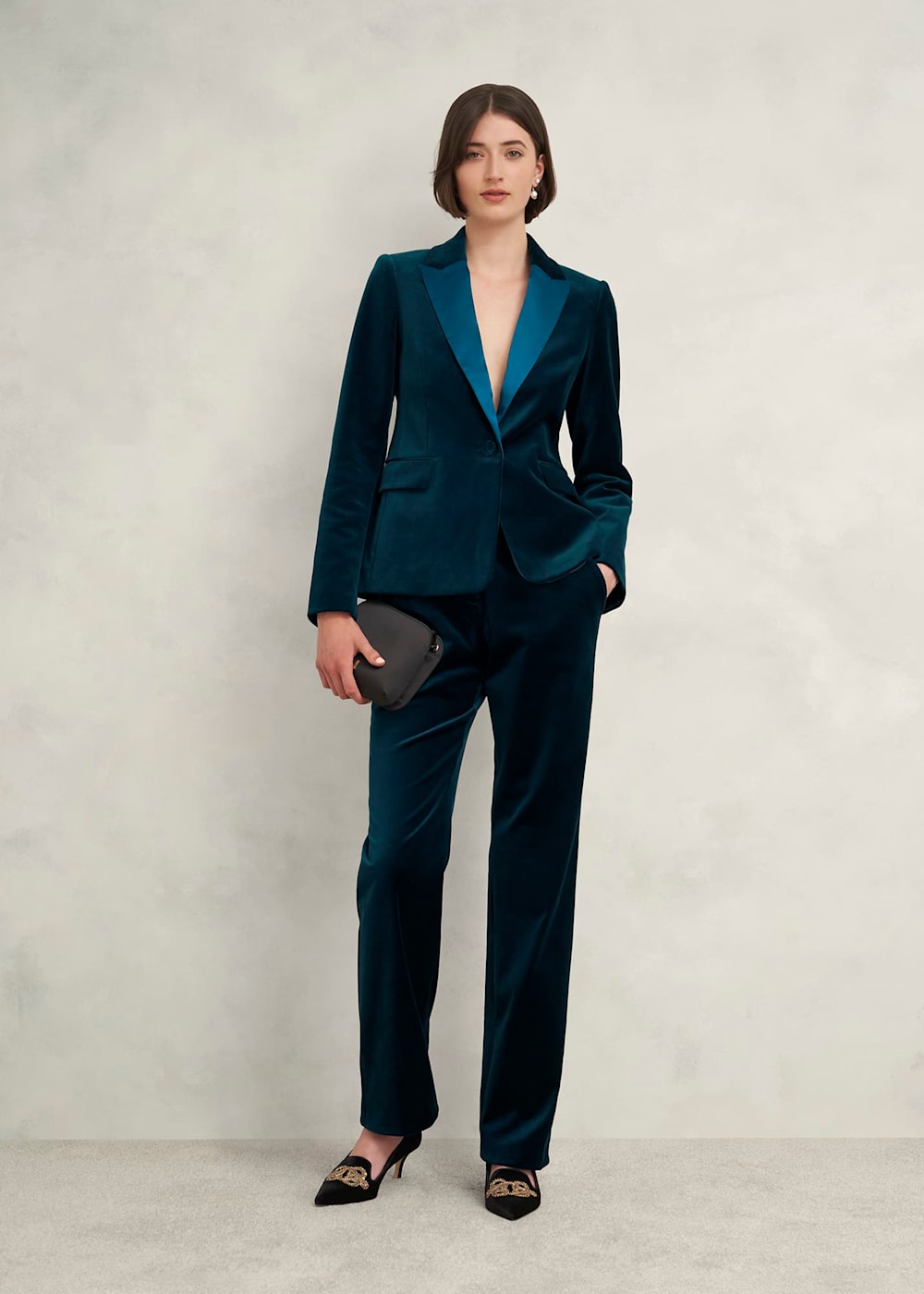 Luna Velvet Straight Trousers Hobbs UK