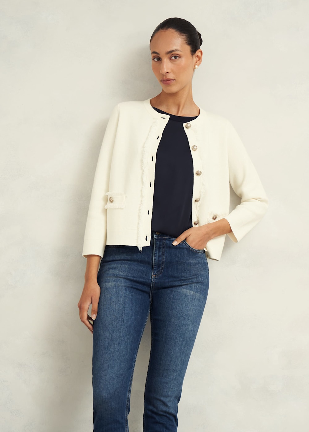 低価格で大人気の Wool Cotton Sairey Knitted | US Hobbs | Jacket トップス