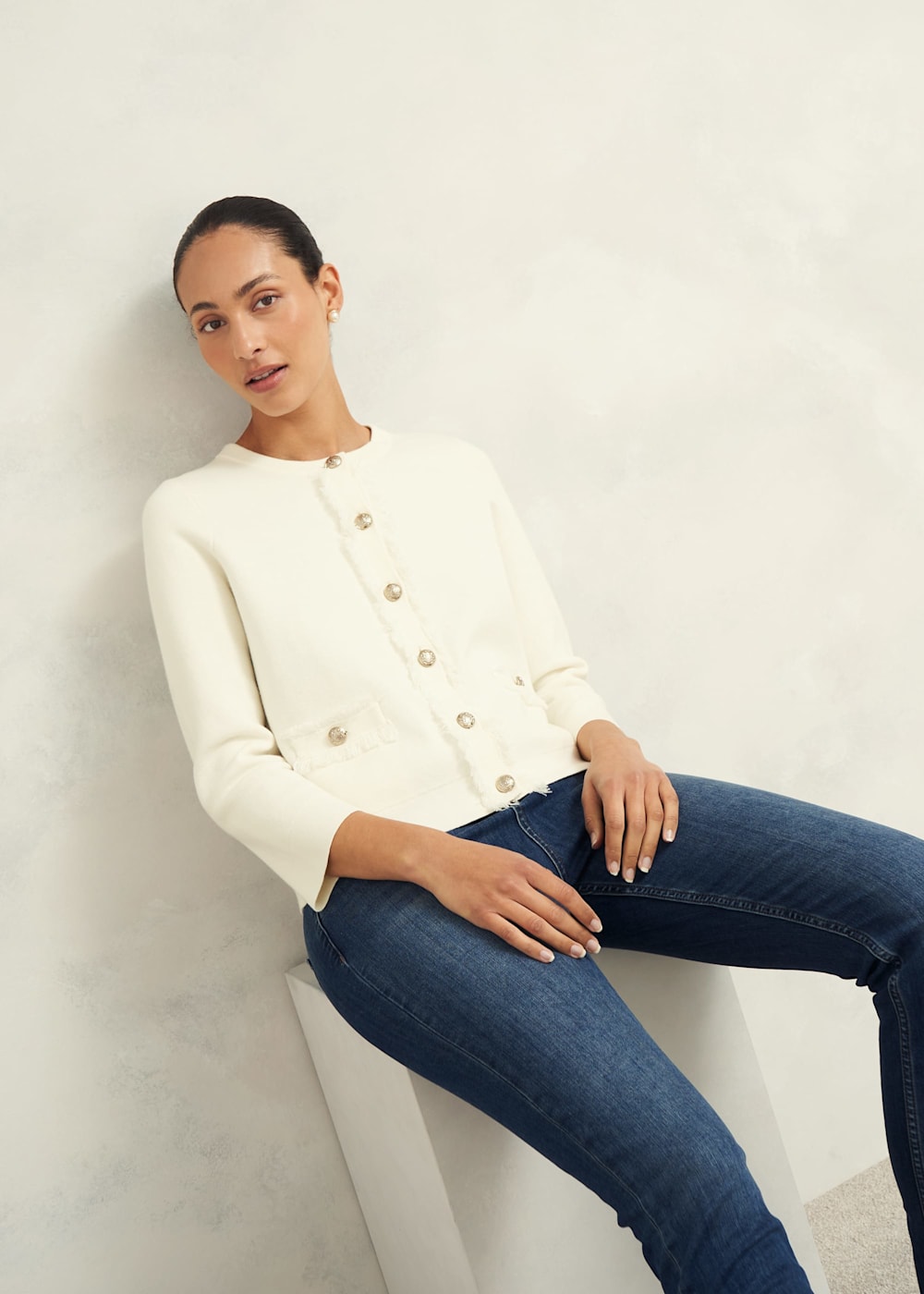 お手軽価格で贈りやすい | Jacket Knitted Wool Cotton Sairey Hobbs | US トップス