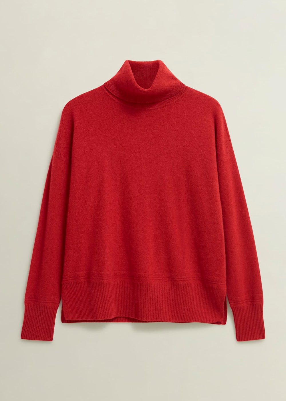 Red cashmere polo neck jumper sales