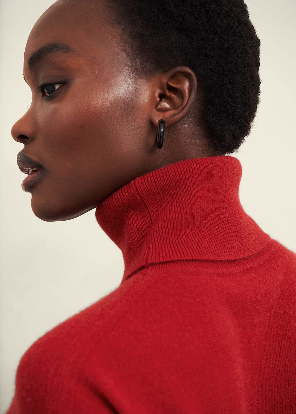 Red cashmere polo neck jumper cheap