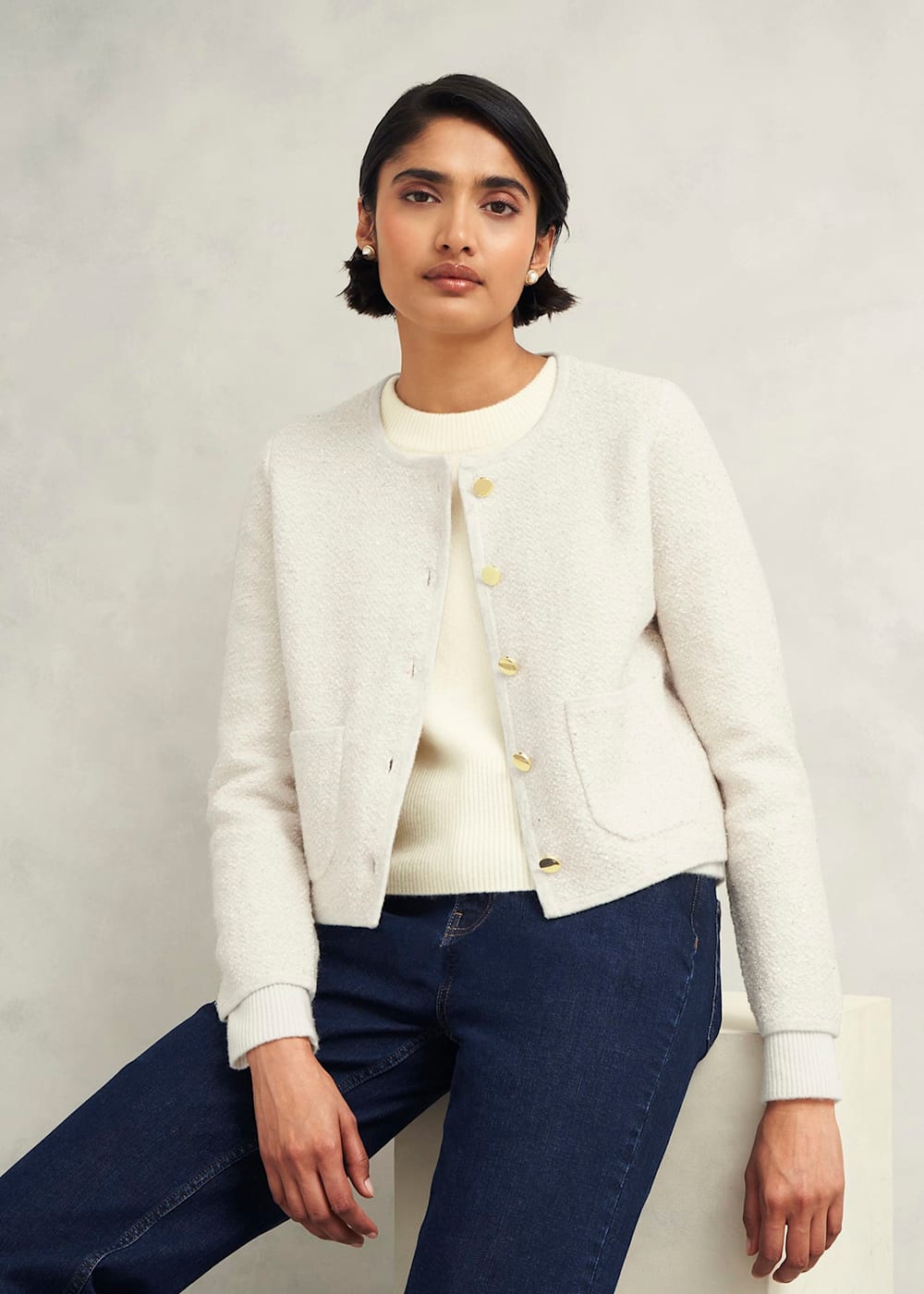 Zayla Sparkle Knitted Jacket | Hobbs US |