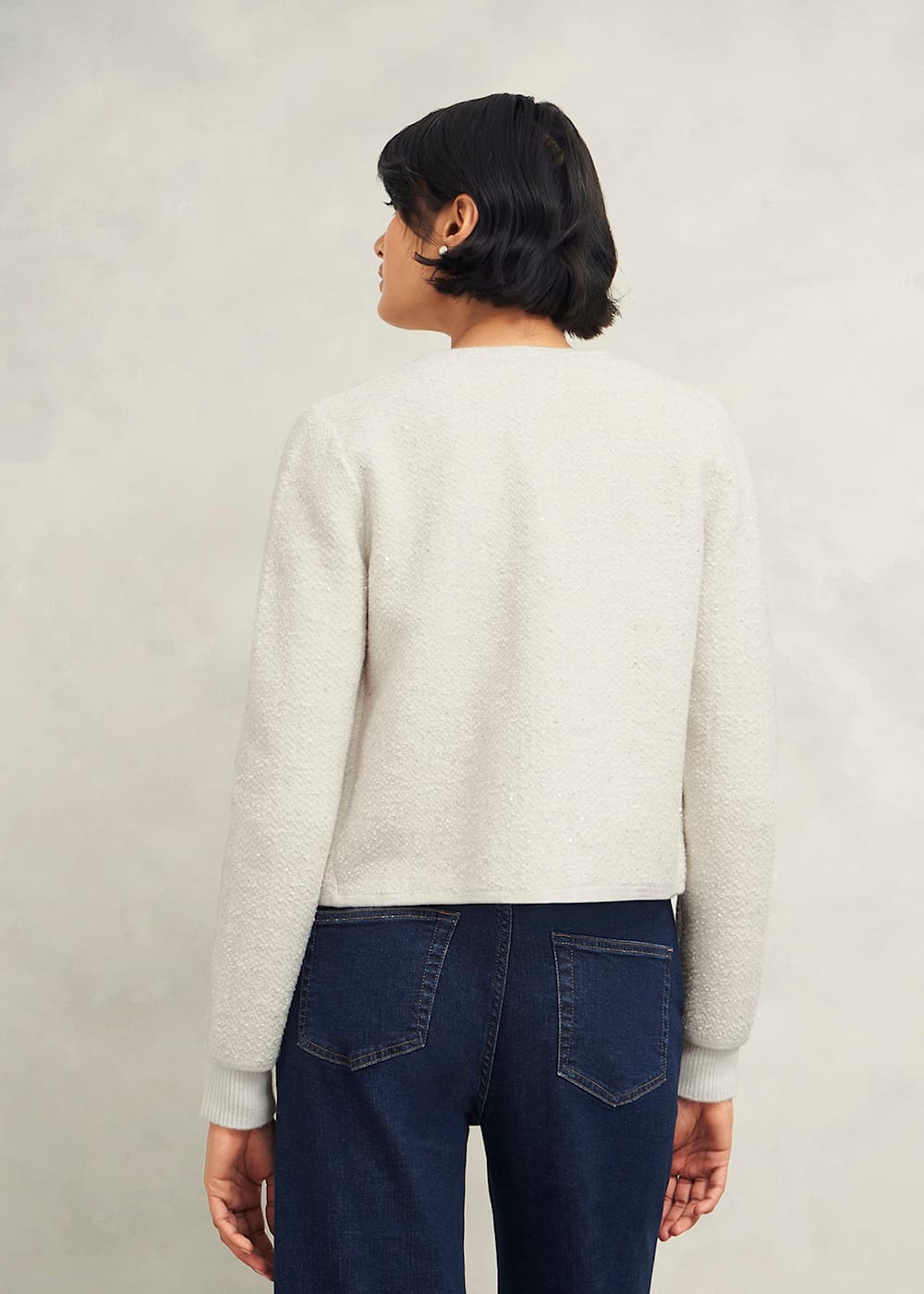 white / black] Boucle Bicolor Knit Jacket