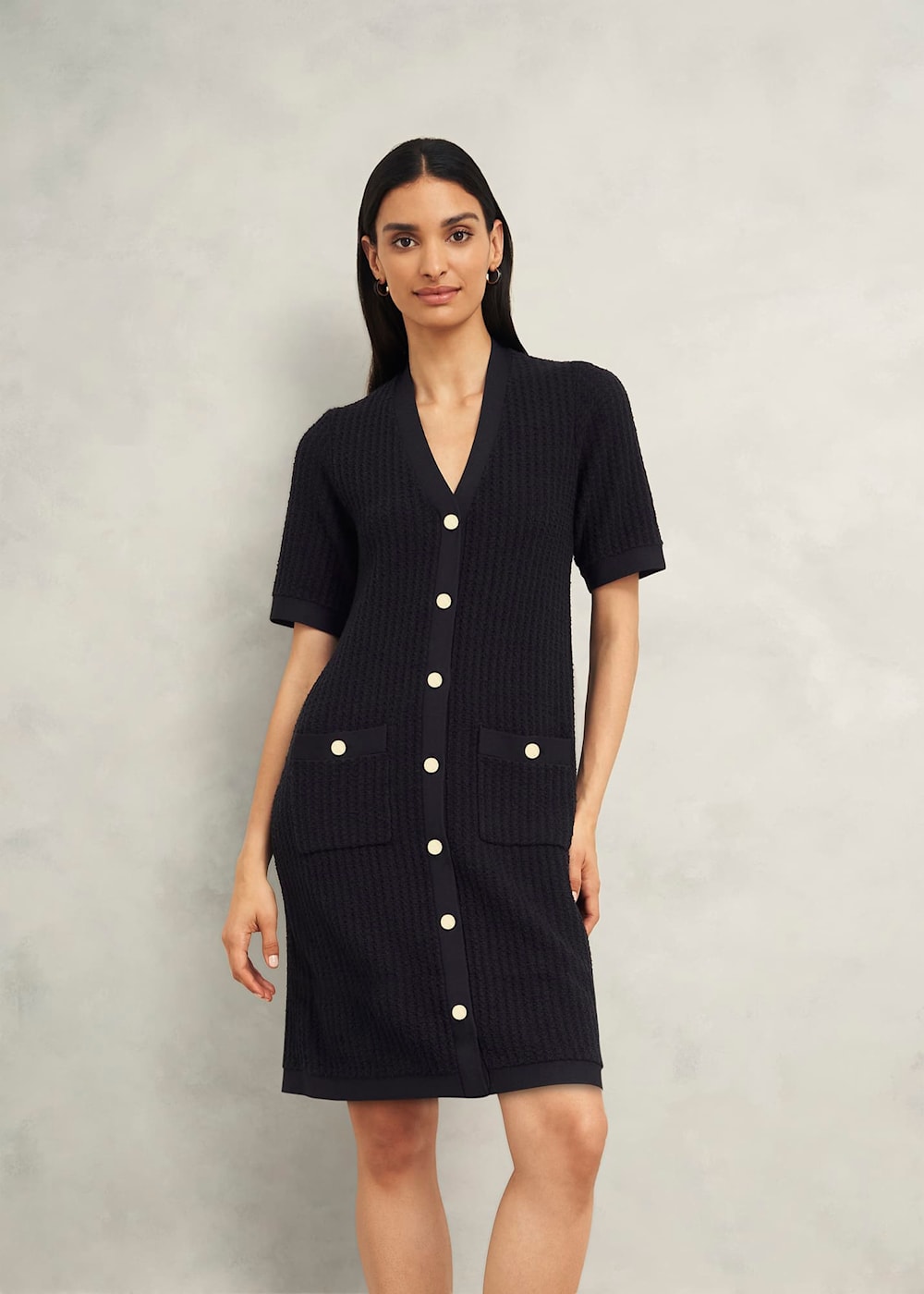 Tatton Cotton Blend Knitted Dress Hobbs US