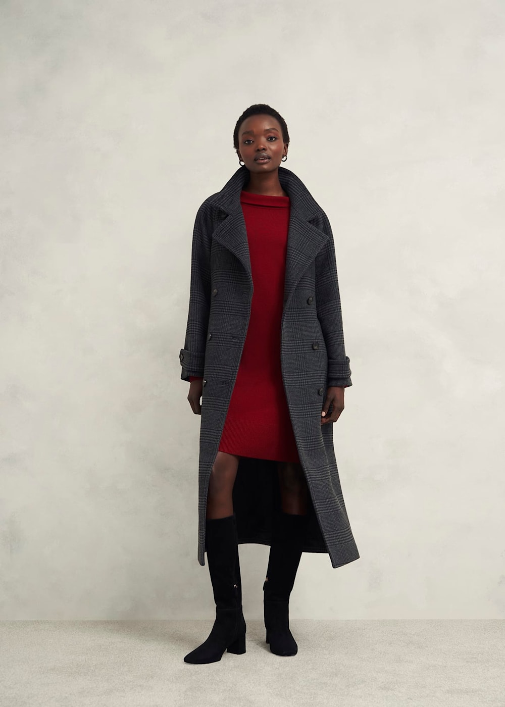 CHECKED RIBBED LONG DRESS | Maison Kitsuné