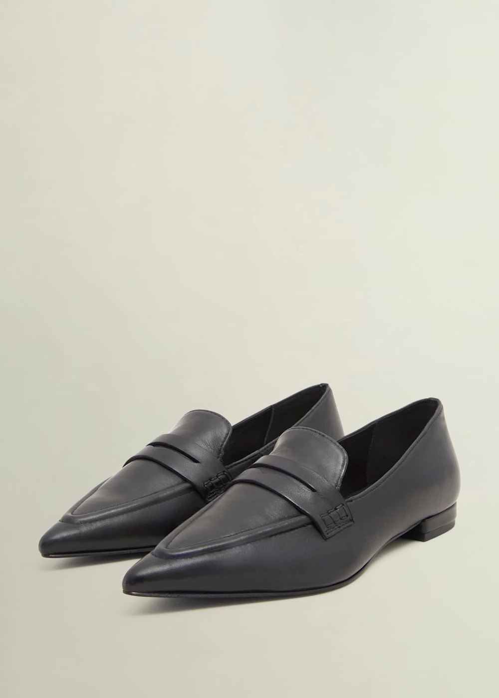 Leather pointed loafers sales