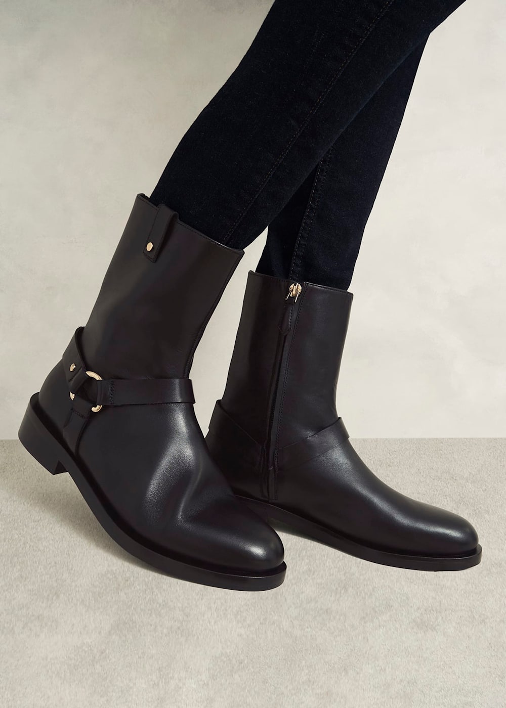 Effie Leather Biker Boots Hobbs UK