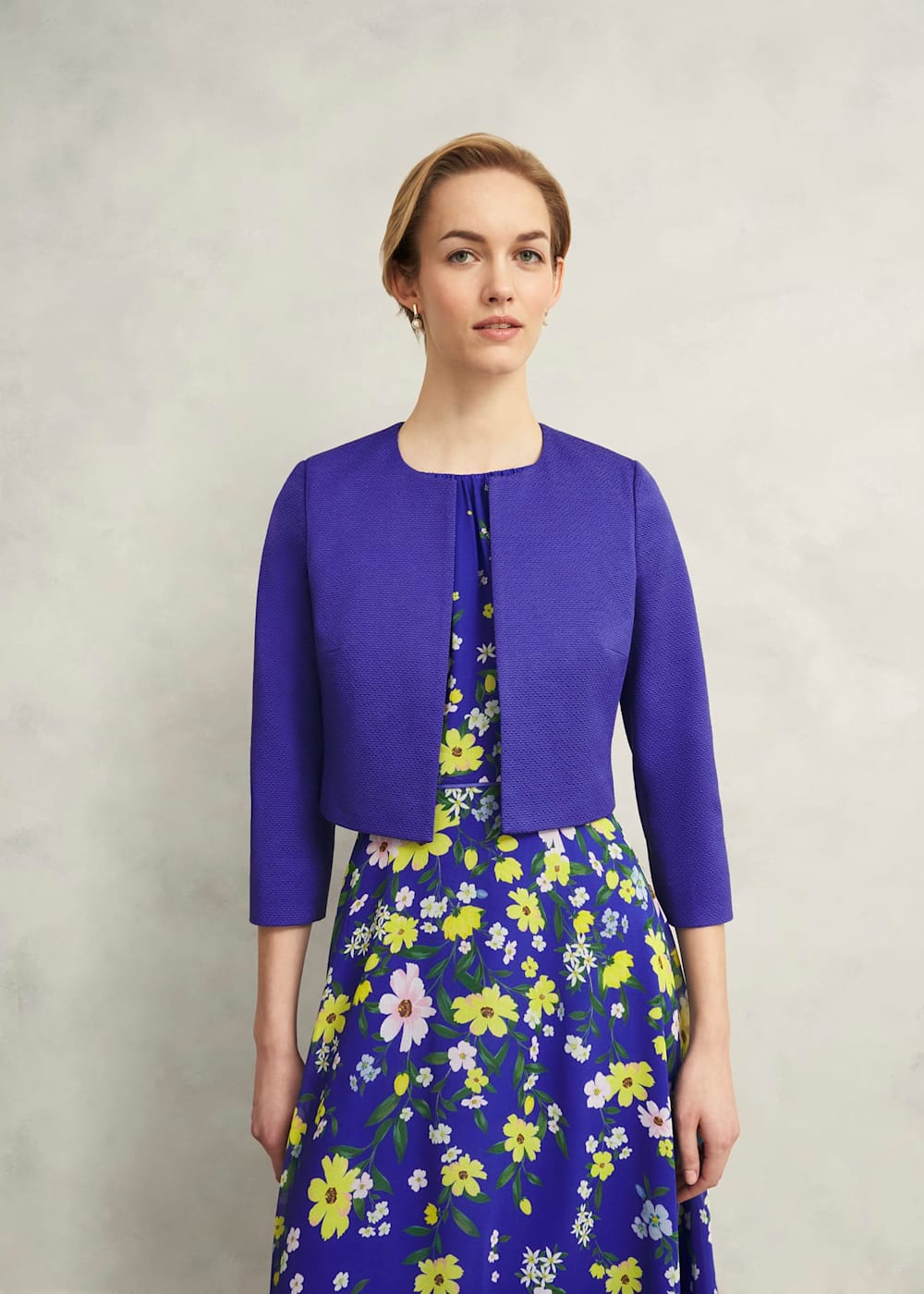 Hobbs Elize Textured Jacket Allium Blue Hobbs Elize Textured Jacket Allium Blue