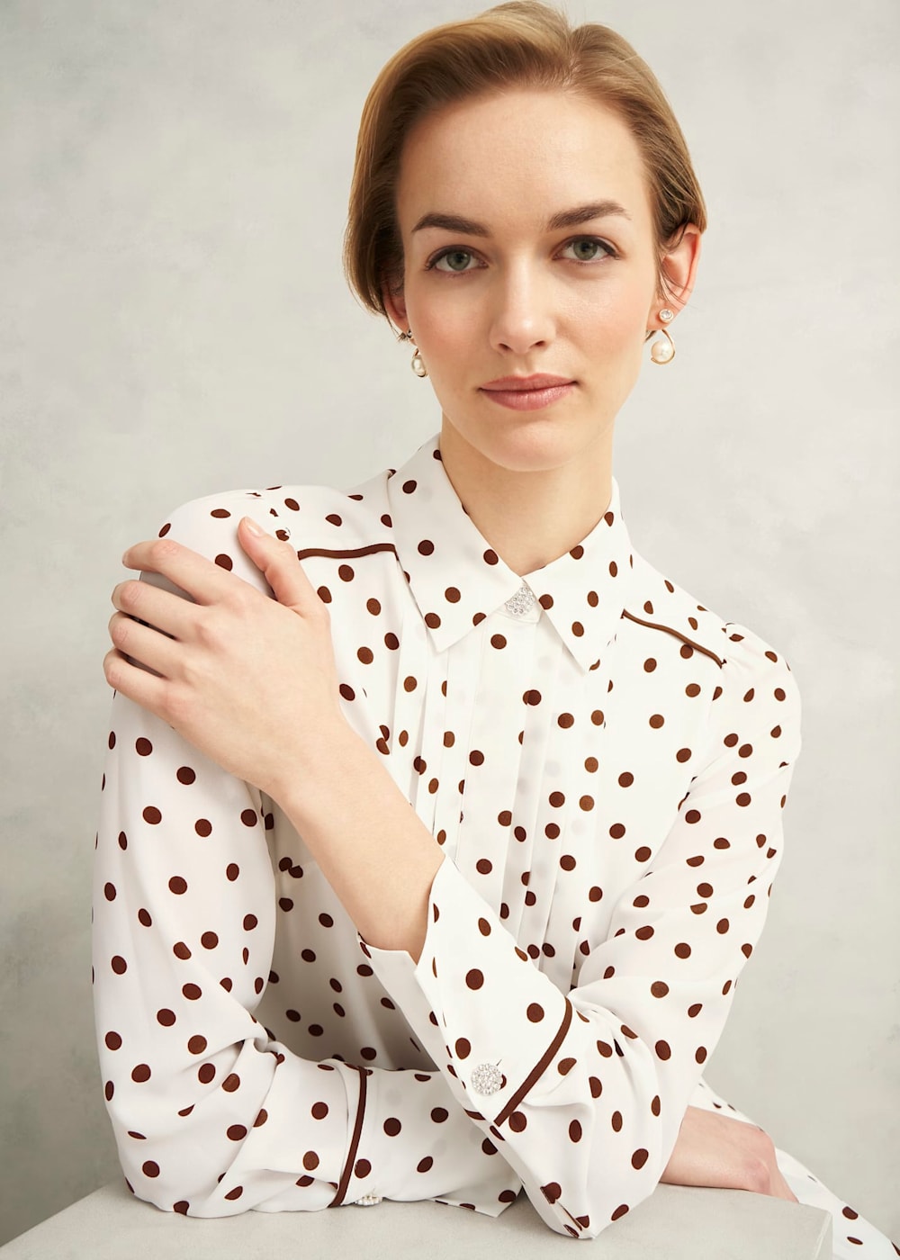 Francesca Pleated Spot Dress | Hobbs US |