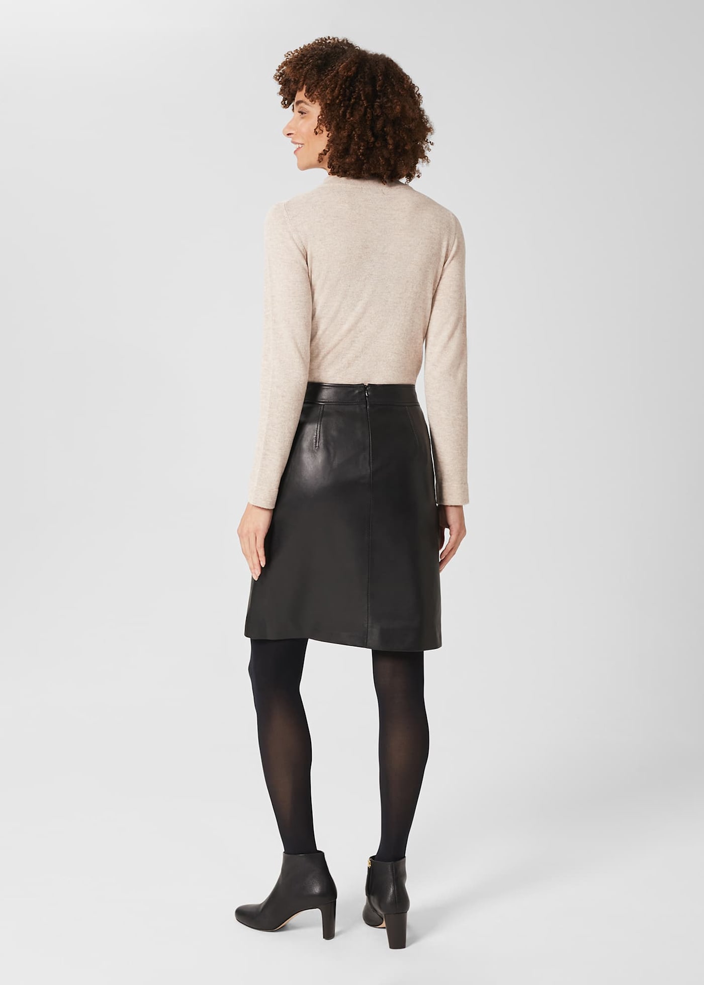 Black leather skirt store with black tights