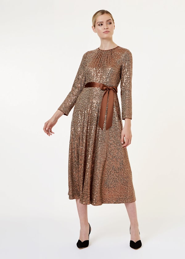 Salma Sequin Fit And Flare Dress