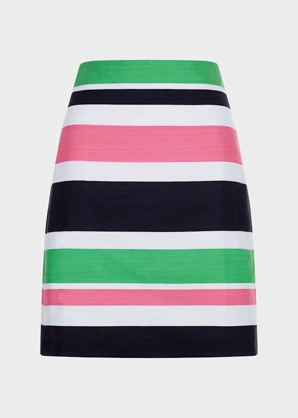 Alya Cotton Blend Stripe A Line Skirt
