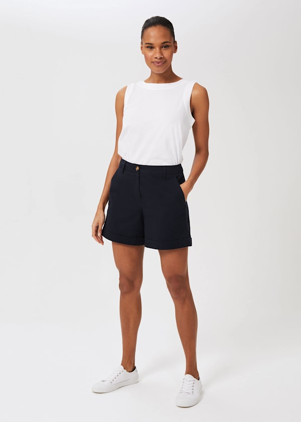 Chessie Cotton Blend Shorts With Stretch