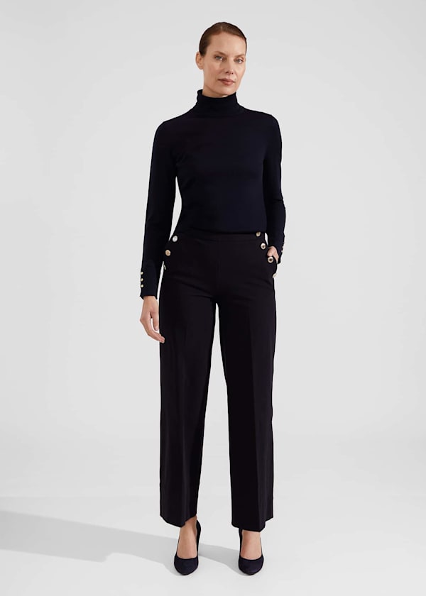 Petite Hana Wide Cotton Blend Trousers