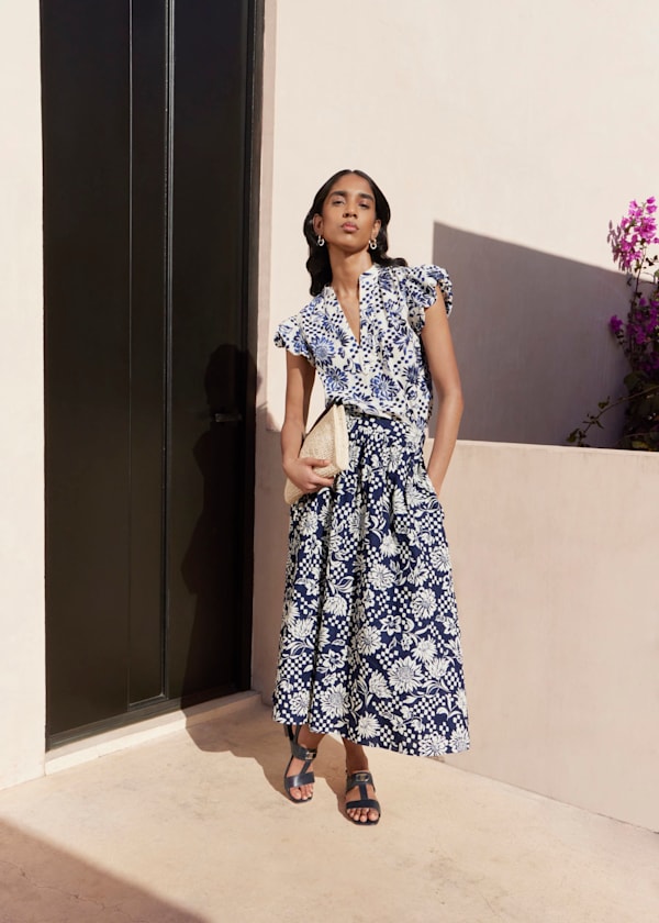 Rousham Cotton Midi Skirt