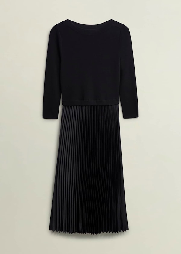 Lucinda Satin Pleated Knitted Dress