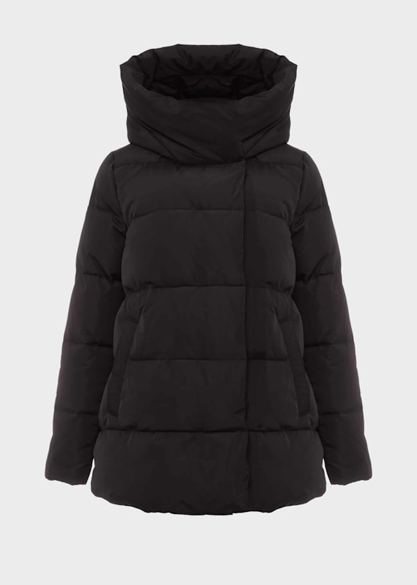 Short Heather Puffer Jacket With Hood