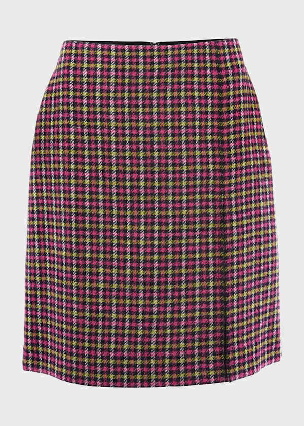 Avery Wool Check Pleated Skirt