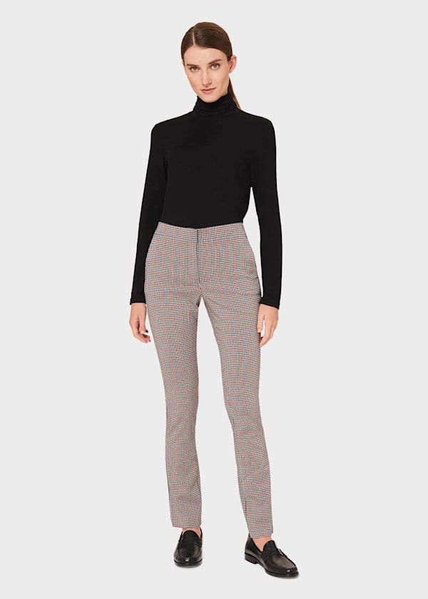 Annie Check Slim Trouser With Stretch