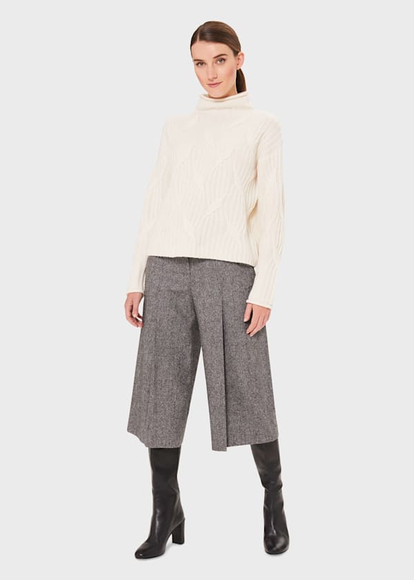 Dina Tweed Wide Culottes With Wool