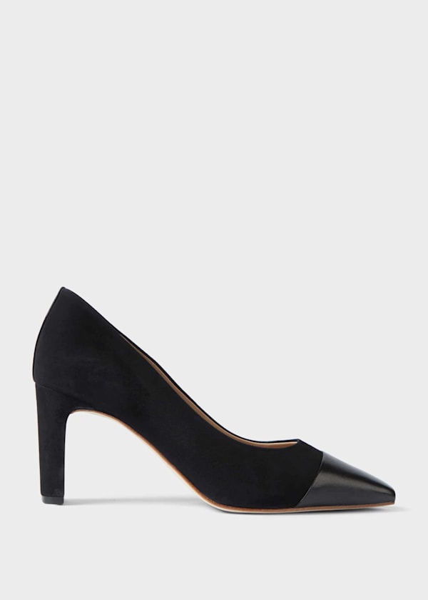 Christina Suede Bock Heel Court Shoes