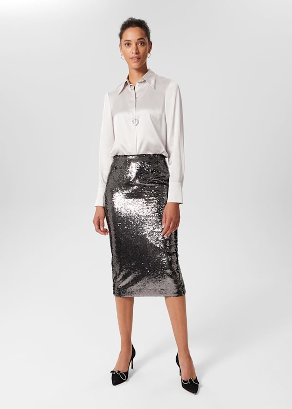 Genevieve Sequin Pencil Skirt