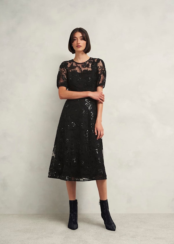 Ami Lace Sequin Midi Dress