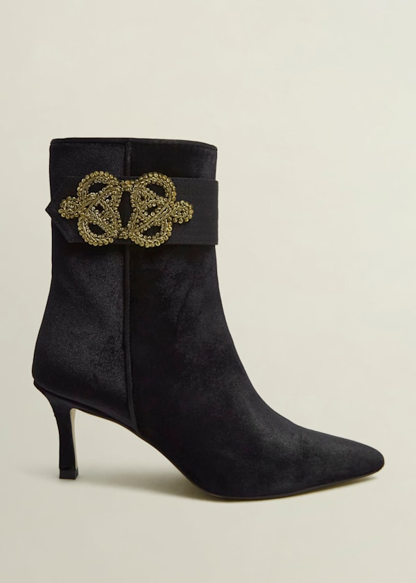 Keston Embellished Velvet Ankle Boots