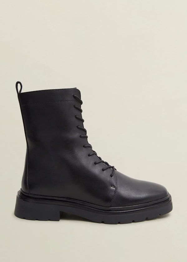 Farrah Leather Lace-Up Boots