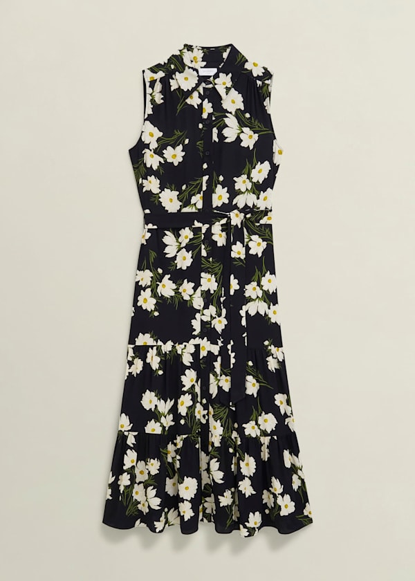 Petite Navy Floral Thea Midi Dress