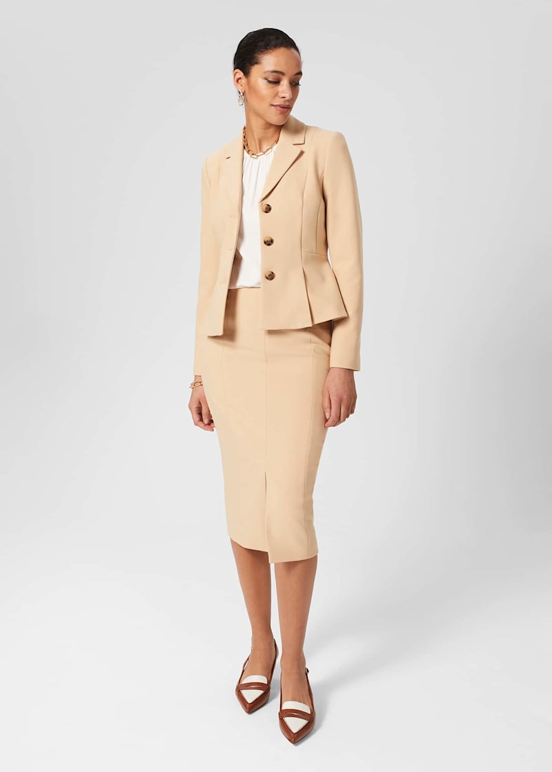 Khaki skirt suit discount