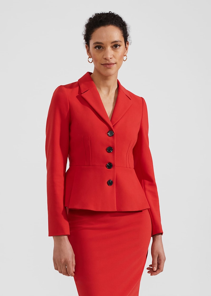 Red pencil skirt suit hot sale