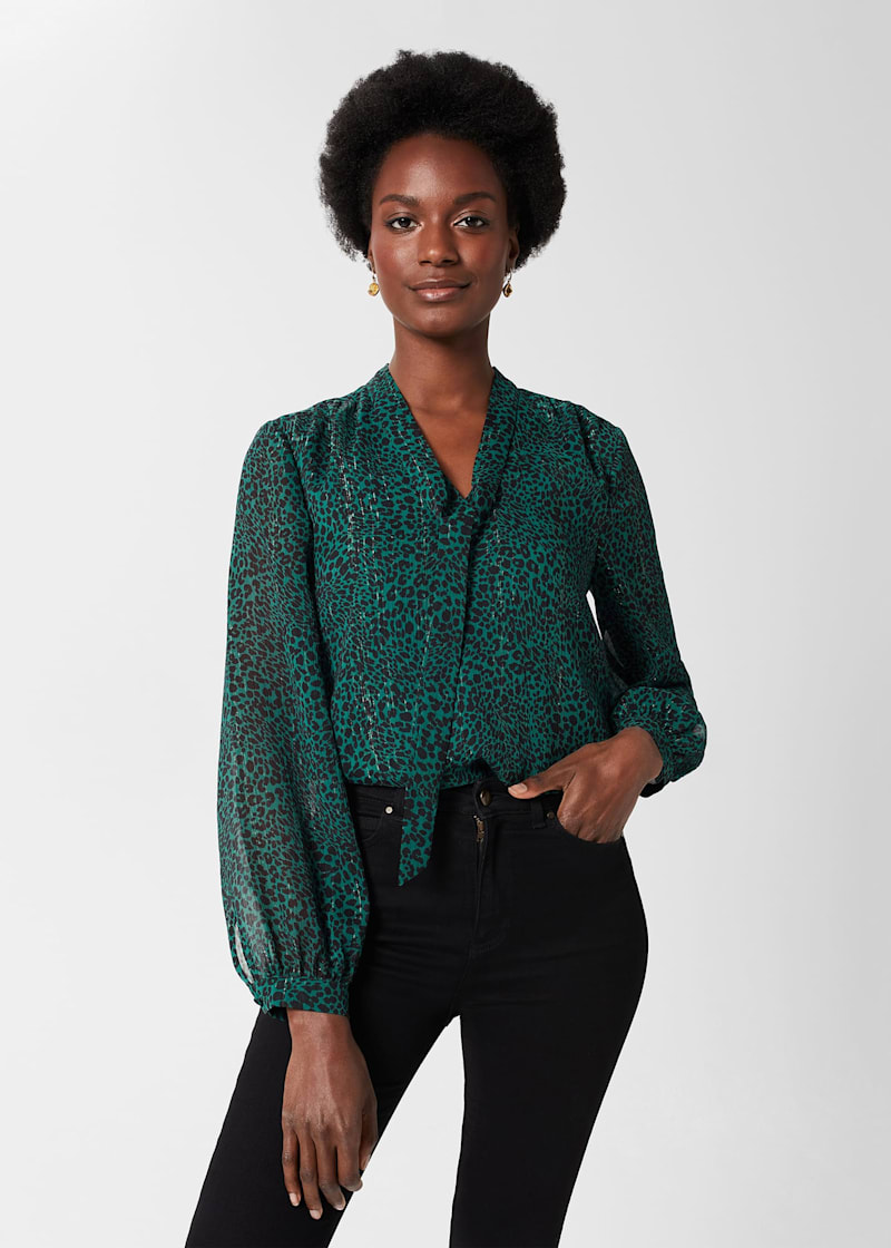 Green Polka Dot Blouse