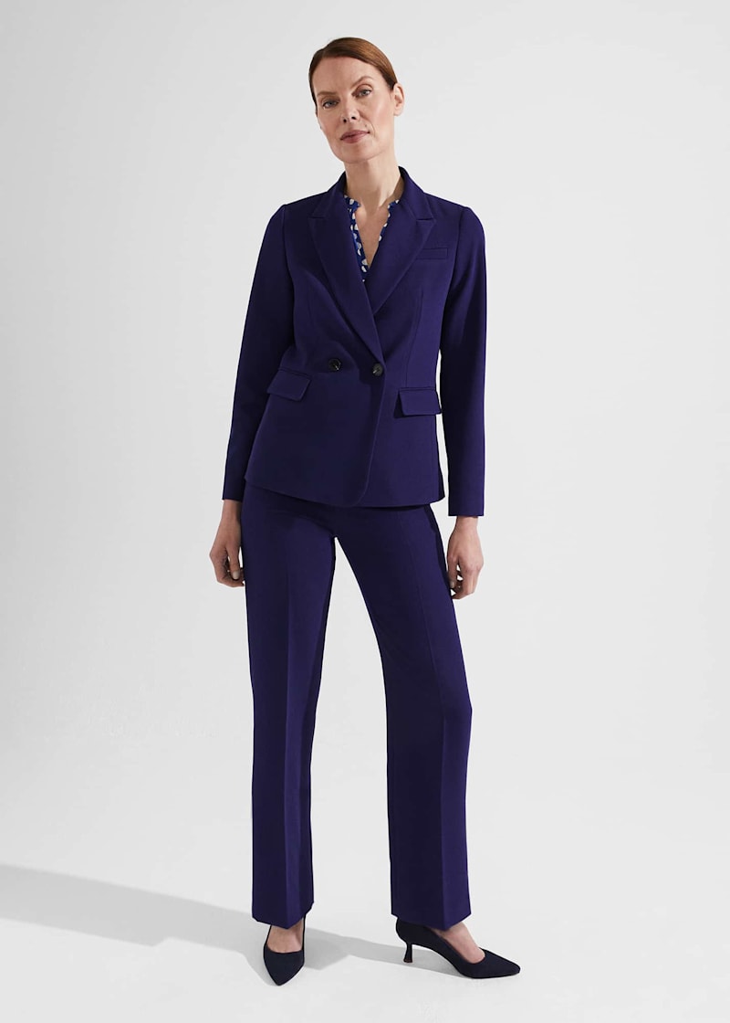 Navy Blue Women's Suit With Double Breasted Jacket